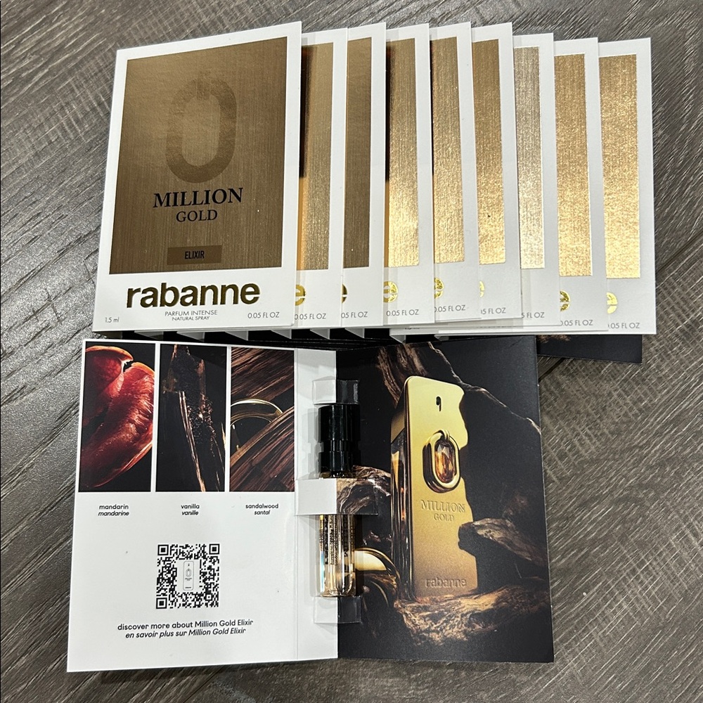 10 x 1.5ml pieces Rabanne Million Gold Elixir with Vanilla men’s samples set
